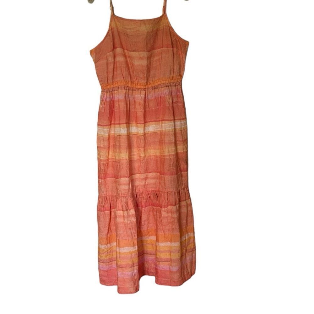 NEWโAnthropologieโClothโ&โStoneโLinenโOrangeโMaxiโDress